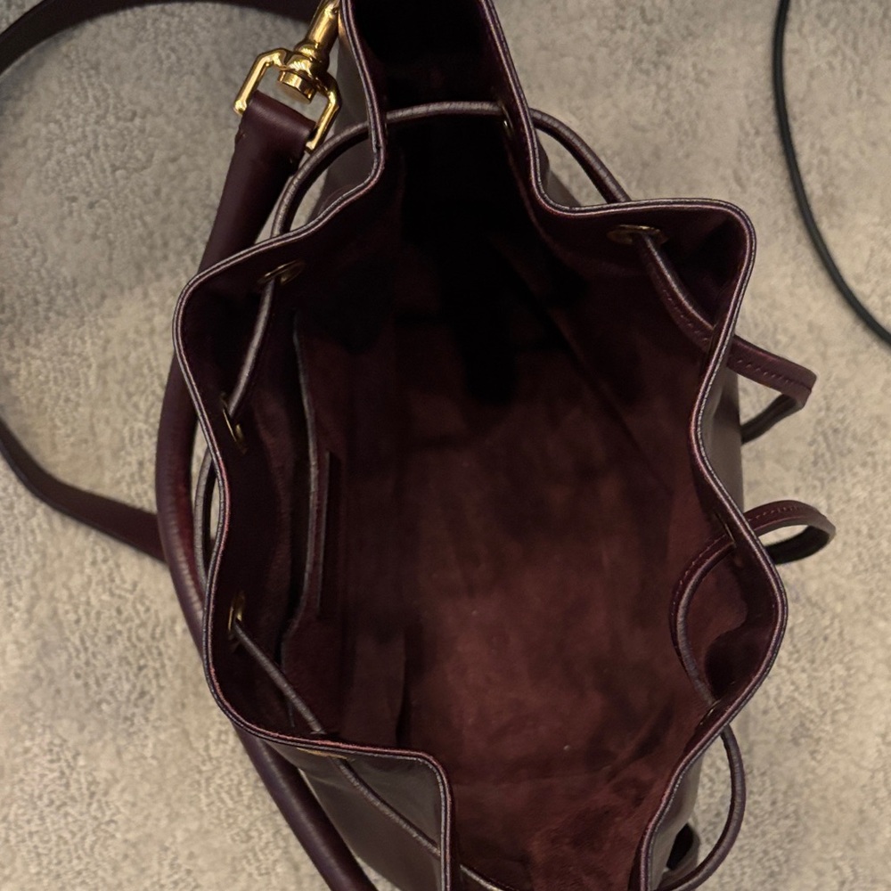 Saint Laurent Burgundy Shoulder Bag with Gold Accents - Picture 2 of 7